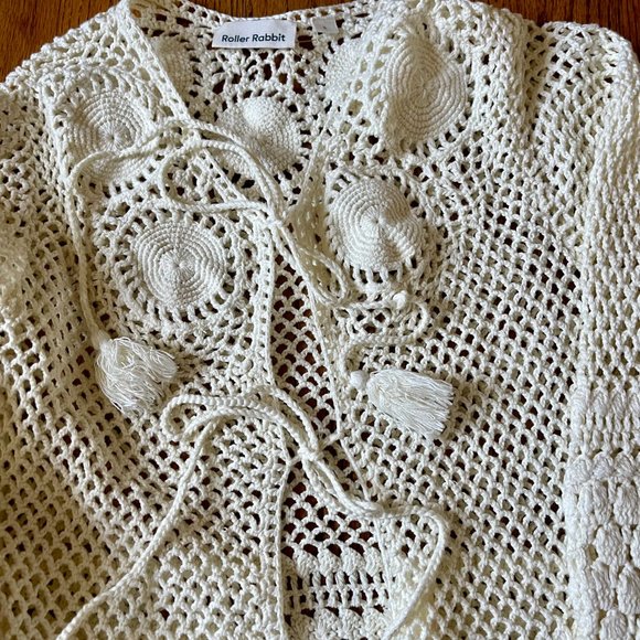 Roller Rabbit NWT Benita Crochet Cardigan Top, S New with Tags - Picture 8 of 9